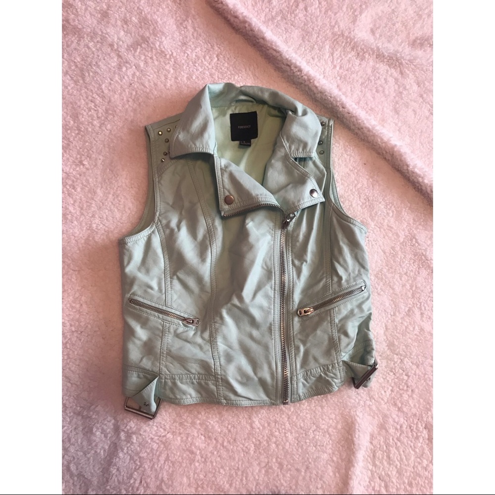 F21 Faux Leather Moto Vest